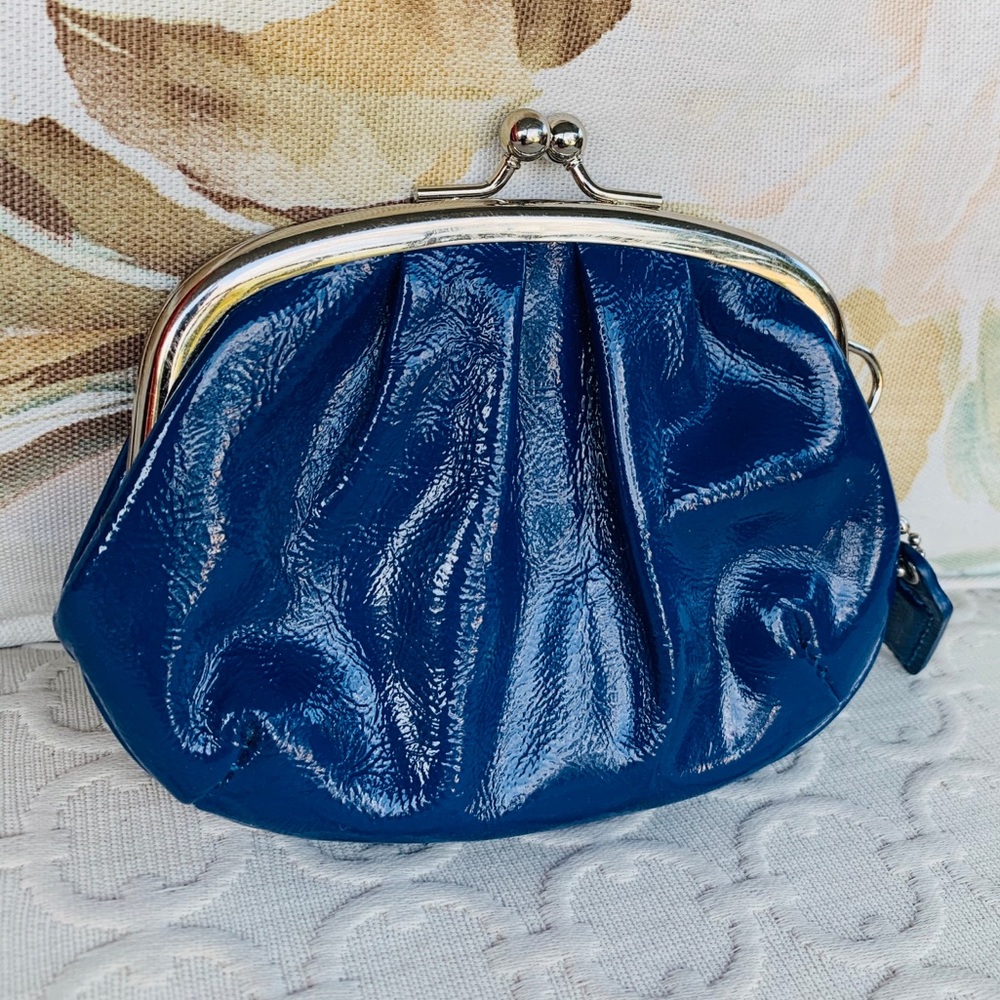 Coach Blue Patent Leather Coin Kiss-lock Wallet